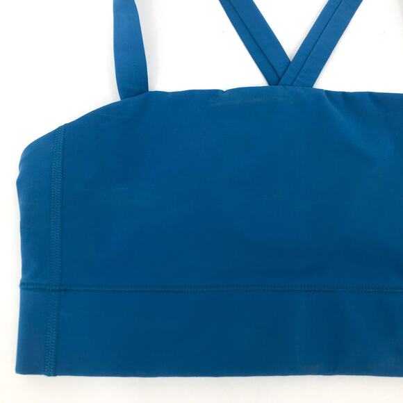 EVERLANE Women's The Perform Crop Top XS Blue Criss-Cross Sports Bra NWT - Picture 7 of 11